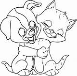 Hugging Wecoloringpage Catdog Katze Chien Coloringhome sketch template