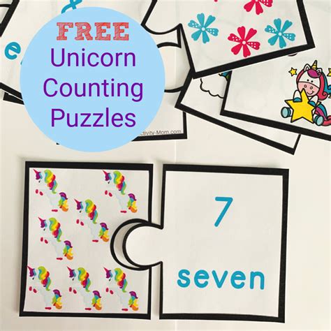 unicorn counting puzzles  activity mom