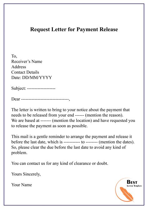 payment request letter template format sample