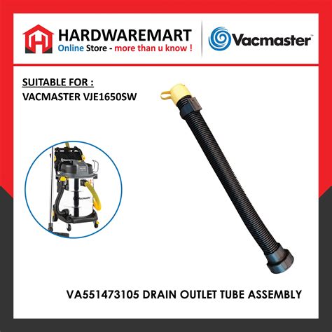 vacmaster sparepart vacuum cleaner drain outlet tube assembly va hardwaremart