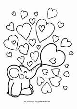 Coloring Pages Heart Elephant Boyfriend Valentine Printable Hearts Color Baby Ipad Easy Valentines Preschoolers Oksancia Kids Cute Simple Sheets Print sketch template