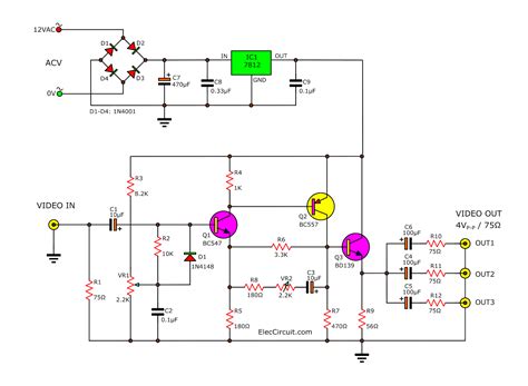 video amplifier splitter circuit  bd bc bc