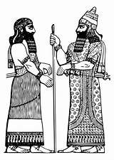 Asirio Kleurplaat Colorear Koning Assyrian Assyrische Assiro Mesopotamia Schoolplaten Assyrie Roi Degli Educima sketch template