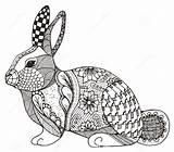 Zentangle Rabbit Coloring Pages Vector Illustration Conejo Animal Zen Stock Pattern Stylized Abstract Bunny Hand Freehand Ornate Drawn Pencil Mandala sketch template