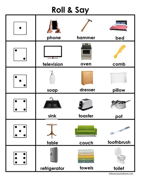 esl vocabulary bundle household objects  measured mom