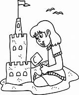 Coloring Printable Sand Castle Girl Sandcastle Pages Building Little Sheet Beach Summer Fun Ecoloringpage Colouring Playing sketch template