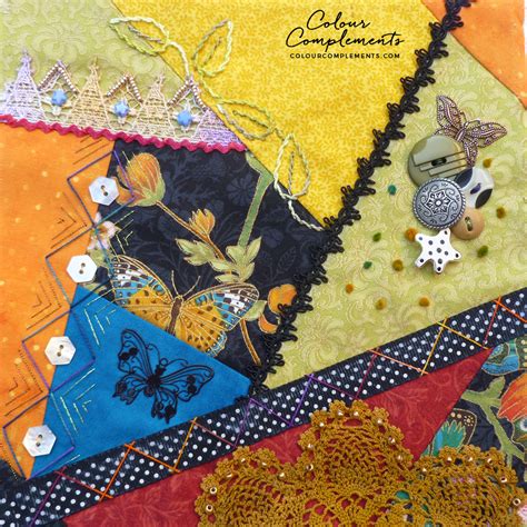 crazy quilting  colour complements embroidery threads