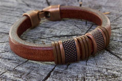 mens leather bracelet copper anniversary gifts  men