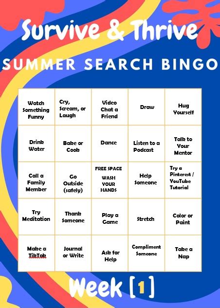 quarantine bingo summer search edition summer search
