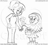 Giving Mom Cartoon Mothers Flower Girl Clipart Her Thoughtful Royalty Illustration Visekart Vector sketch template