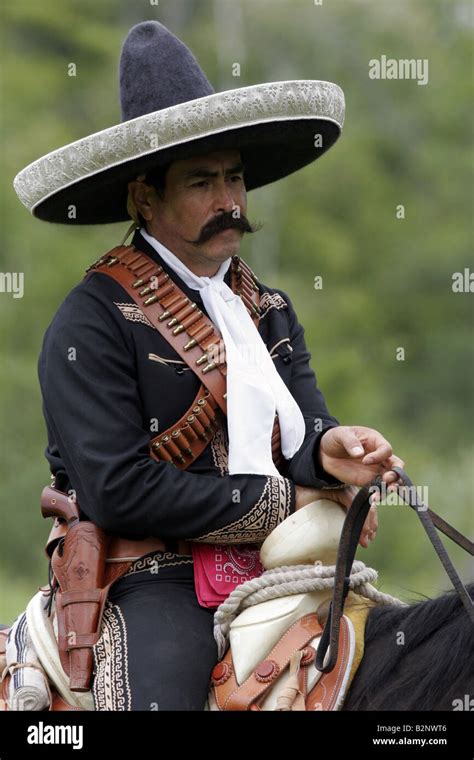 mexican cowboy  horseback stock photo alamy