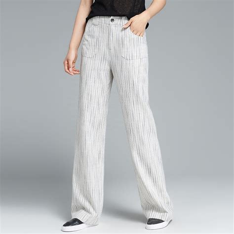 2018 new women fashion pants high waist wide leg linen cotton white