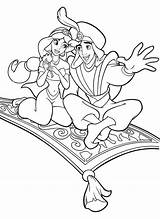 Aladdin Colorare Jazmin Carpet sketch template