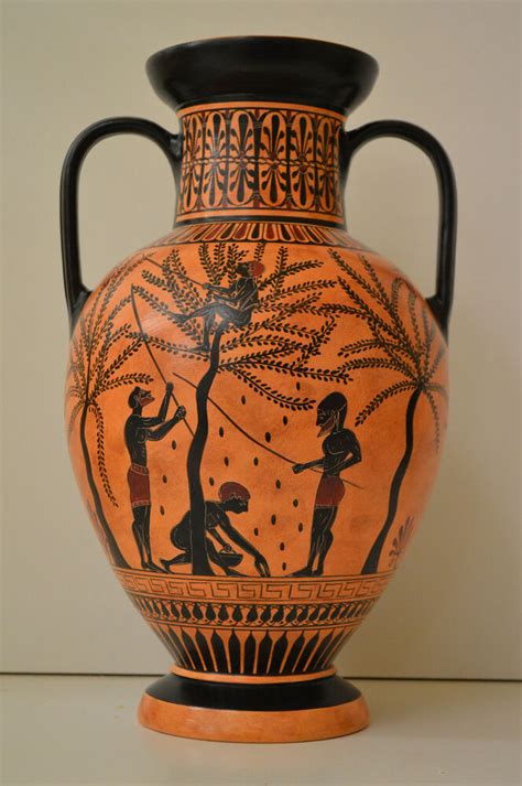 Greek Pottery Hand Made Replica Black Figure Olive