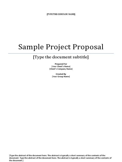 sample project proposal abstract summary websites