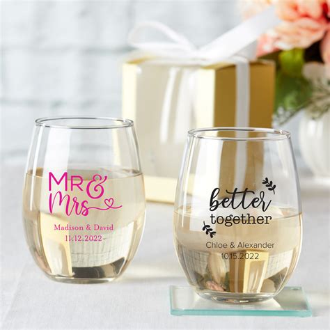 personalized wedding 15 oz stemless wine glass my wedding favors