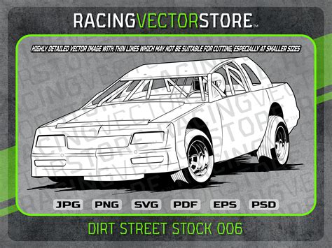 dirt track street stock race car highly detailed vector image etsy