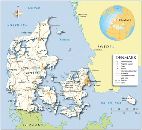 carte du danemark cartes du reliefs des villes administrative politique