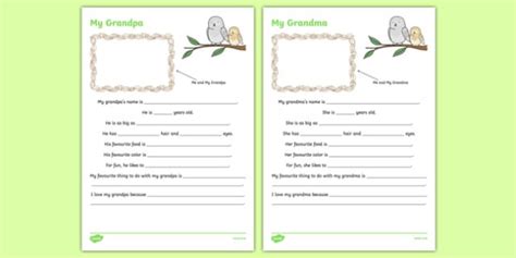 grandparents worksheet worksheet worksheet