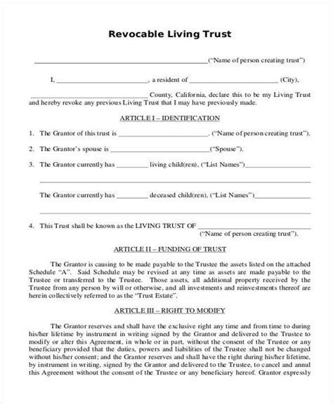trust form sample   trust form   documents