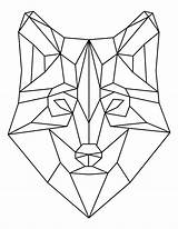Geometric Coloring Wolf Head Pages Printable sketch template