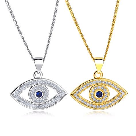 blue evil eye necklace celebrity cz necklace  eye necklace birthday gift silver gold