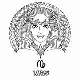 Virgo Zodiac Sign Pages Line Coloring Girl Vector Illustration Adult Adults Freepik Beautiful Signs Template sketch template