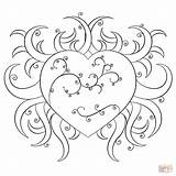 Coloring Fancy Heart Pages Drawing Printable Hearts Search sketch template