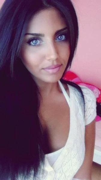 straight black and long hair with blue eyes contacts is soo sexy to me pretty face