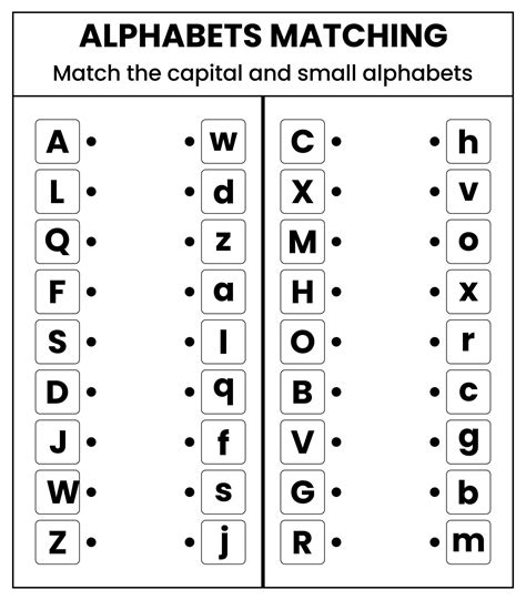 alphabet matching worksheets  kindergarten  letter matching