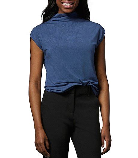 Womens Relaxed Mock Neck Top Marks