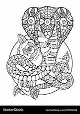 Coloring Snake Book Adults Cobra Vector Royalty sketch template