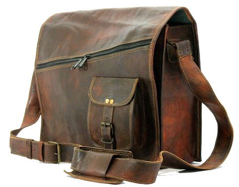 mens satchel genuine  vintage brown leather messenger shoulder laptop bag bags