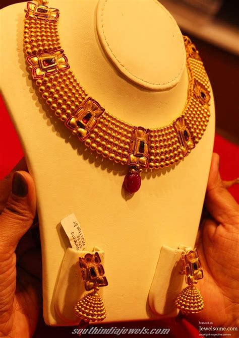 kalyan jewellers azva collection necklace set south india jewels