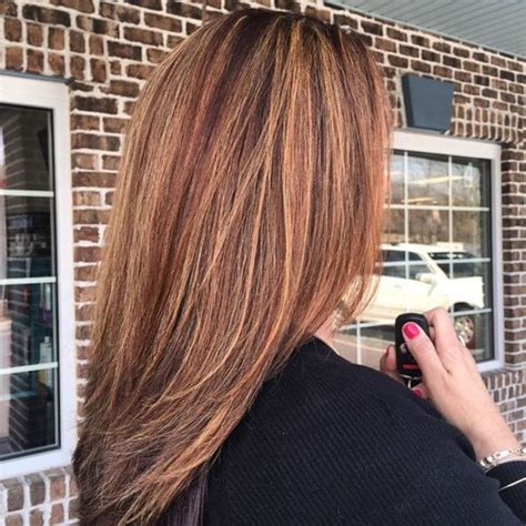 Medium Straight Brown Hair With Caramel Highlights Hair Color Auburn