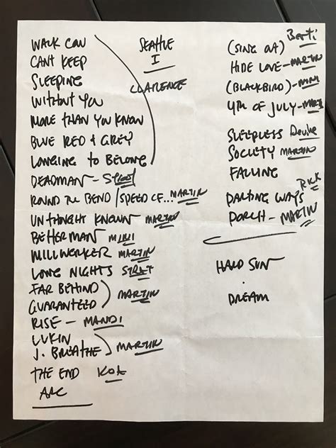 pearl jam stage  setlists collectionzz