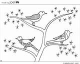 Coloring Sheet Tree Bird Pages Winter Birds Sheets Joel Madebyjoel Made Branch Colouring Spring Kids Drawing Flower Printable Print April sketch template