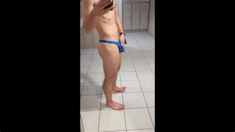 showing off in the locker room after going for a swim in