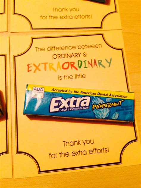 extra gum    printable  primary teacher gift extra gum