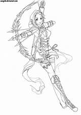 Archer Coloring Female Pages Sketch Coloriage Anime Fantasy Outfit Drawings Adult Colour Getdrawings Wood Line Deviantart Choose Board Template Sangrde sketch template