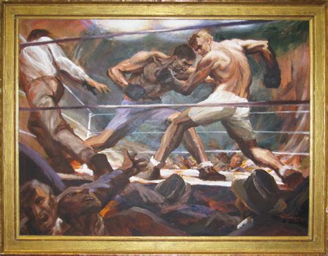 original oil painting  tunney  dempsey boxing match gustav