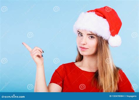 happy woman wearing santa claus helper costume stock photo image