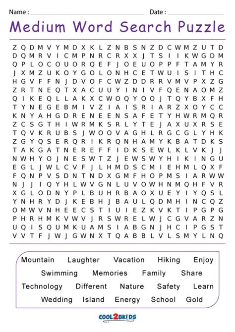 word search printable medium difficulty printable word search