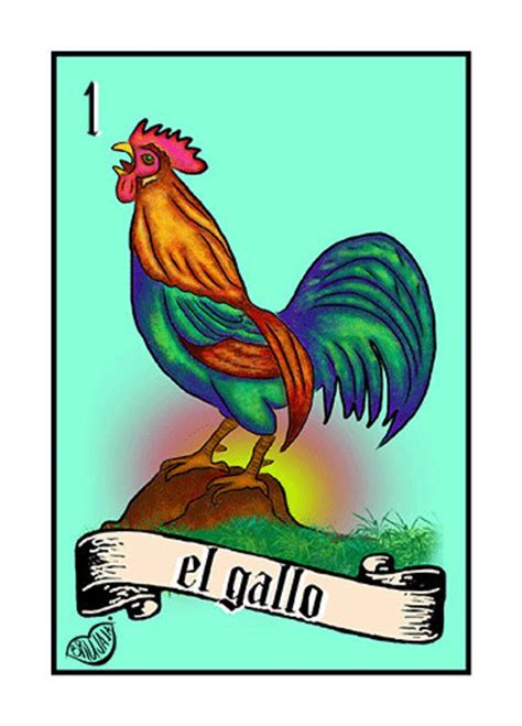 5x7 Mexican Loteria El Gallo Original Art Etsy