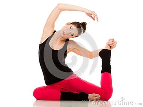 Flexible Girl Doing Stretching Pilates Exercise Stock