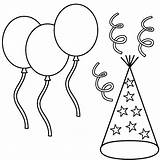 Coloring Balloons Party Hat Pages Birthday Balloon Streamers Year Happy Chinese Years Leap Canada Independence Getdrawings Getcolorings Color Print Printable sketch template