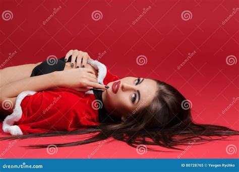 sensual women in the clothes of santa claus stock image image of