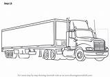 Truck Trailer Draw Trucks Step Drawing Drawings Big Coloring Rig Trailers Kids Pages Tutorial Tutorials Peterbilt Clipart Heavy sketch template