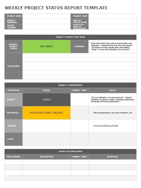 status report template   technology business
