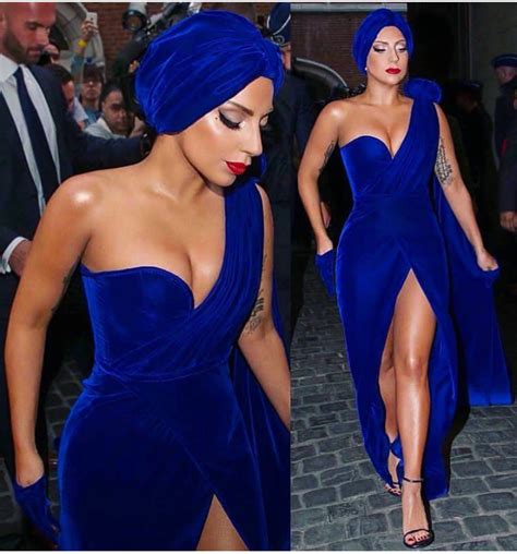 Lady Gaga Stuns In Blue Velvet Dress Humour And Style